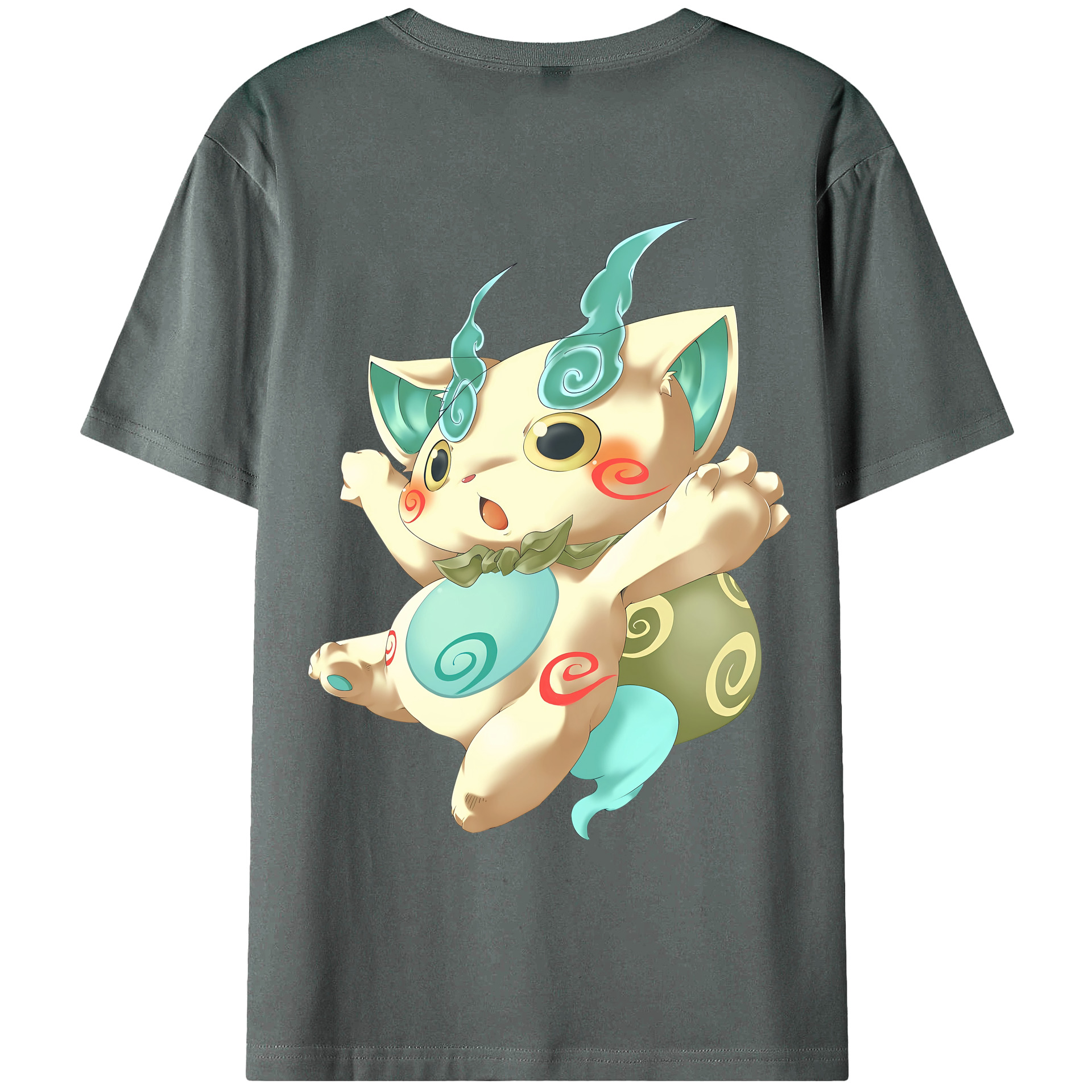 （画像用） 妖怪ウォッチ Yo-kai Watch 綿100％ メンズ半袖Tシャツ（バックプリント） 通気性